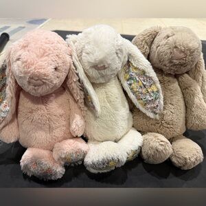 Jellycat Bunny Trio in Pink, White, and Brown